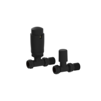 Elego Matte Black Modern TRV Straight Thermostatic Radiator Valves With Lockshield