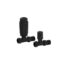 Elego Matte Black Modern TRV Straight Thermostatic Radiator Valves With Lockshield