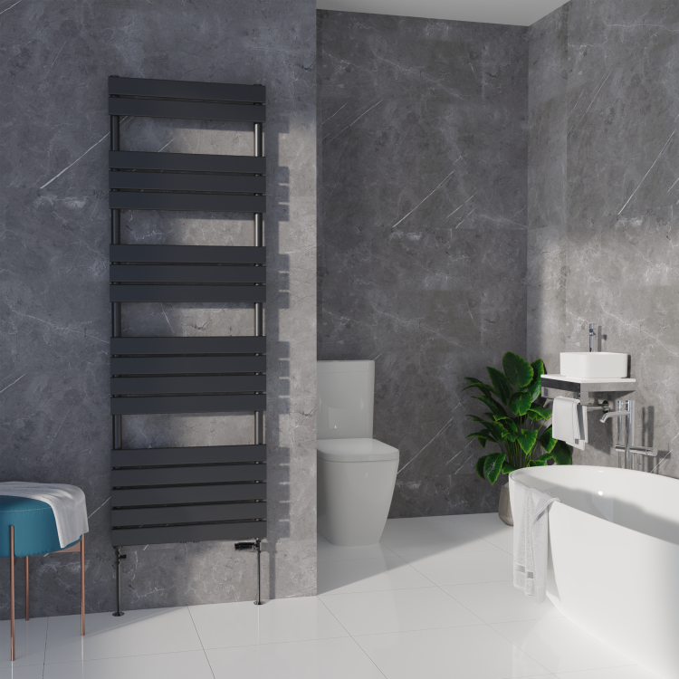 Elego Black Nickel Modern TRV Straight Thermostatic Radiator Valves With Lockshield