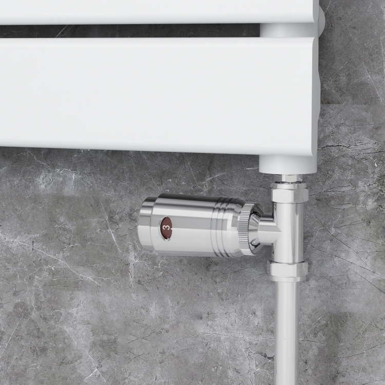 Elego Chrome Modern TRV Straight Thermostatic Radiator Valves With Lockshield