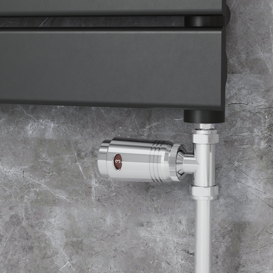 Elego Chrome Modern TRV Straight Thermostatic Radiator Valves With Lockshield