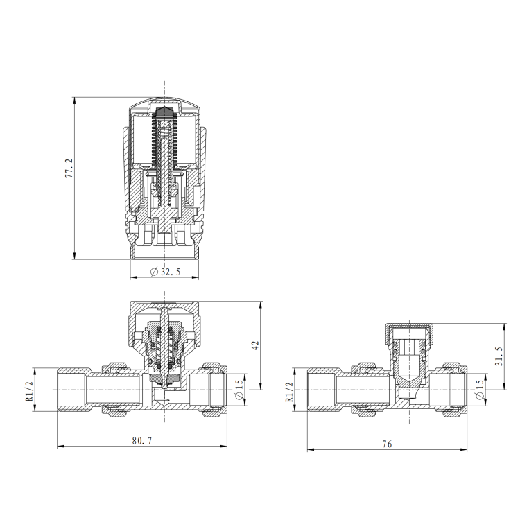 Elego Chrome Modern TRV Straight Thermostatic Radiator Valves With Lockshield