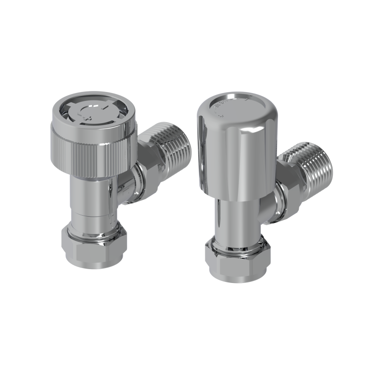 Elego Chrome Modern TRV Base Angled  with Lockshield