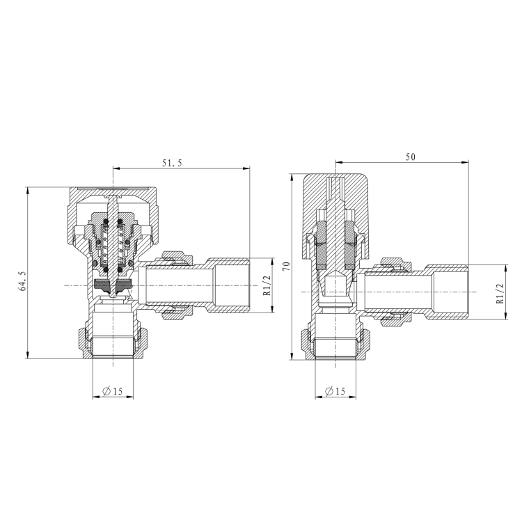 Elego Chrome Modern TRV Base Angled  with Lockshield