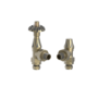 Maesta Antique Brass Traditional TRV Angled Thermostatic Radiator Valves With Lockshield