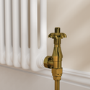 Maesta Brushed Brass Traditional TRV Angled Thermostatic Radiator Valves With Lockshield