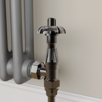 Maesta Black Nickel Traditional TRV Angled Thermostatic Radiator Valves With Lockshield Maesta Black Nickel Traditional TRV Angled Thermostatic Radiator Valves With Lockshield
