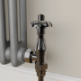 Maesta Black Nickel Traditional TRV Angled Thermostatic Radiator Valves With Lockshield