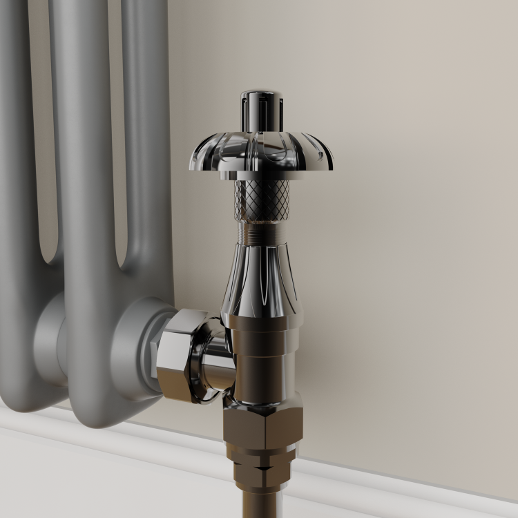 Maesta Black Nickel Traditional TRV Angled Thermostatic Radiator Valves With Lockshield