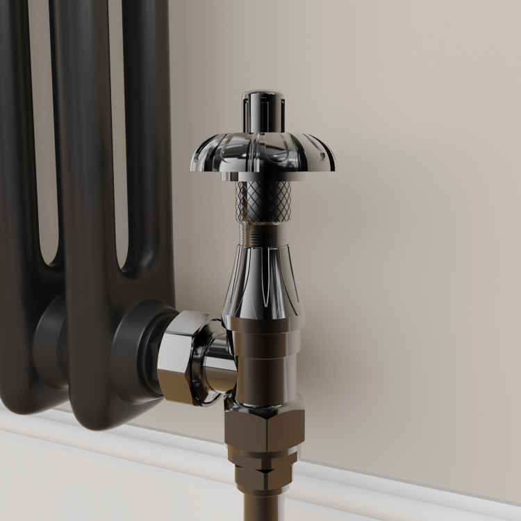 Maesta Black Nickel Traditional TRV Angled Thermostatic Radiator Valves With Lockshield