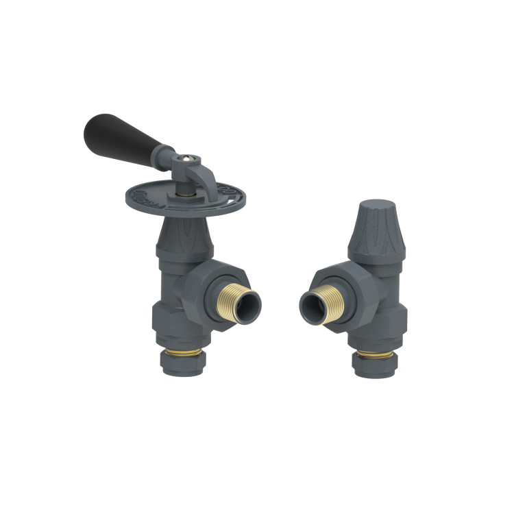 Maesta Anthracite Gray Traditional Manual Angled Radiator Valves With Lockshield