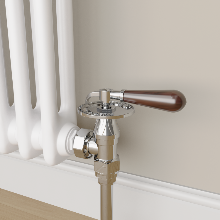 Maesta Chrome Traditional Manual Angled Radiator Valves With Lockshield