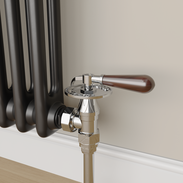 Maesta Chrome Traditional Manual Angled Radiator Valves With Lockshield