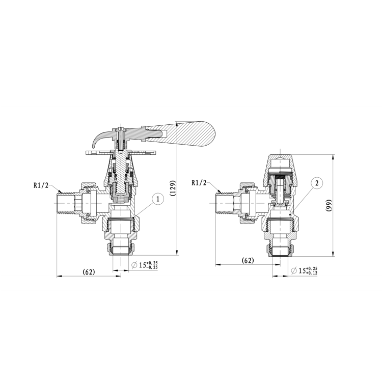 Maesta Matte Black Traditional Manual Angled Radiator Valves With Lockshield