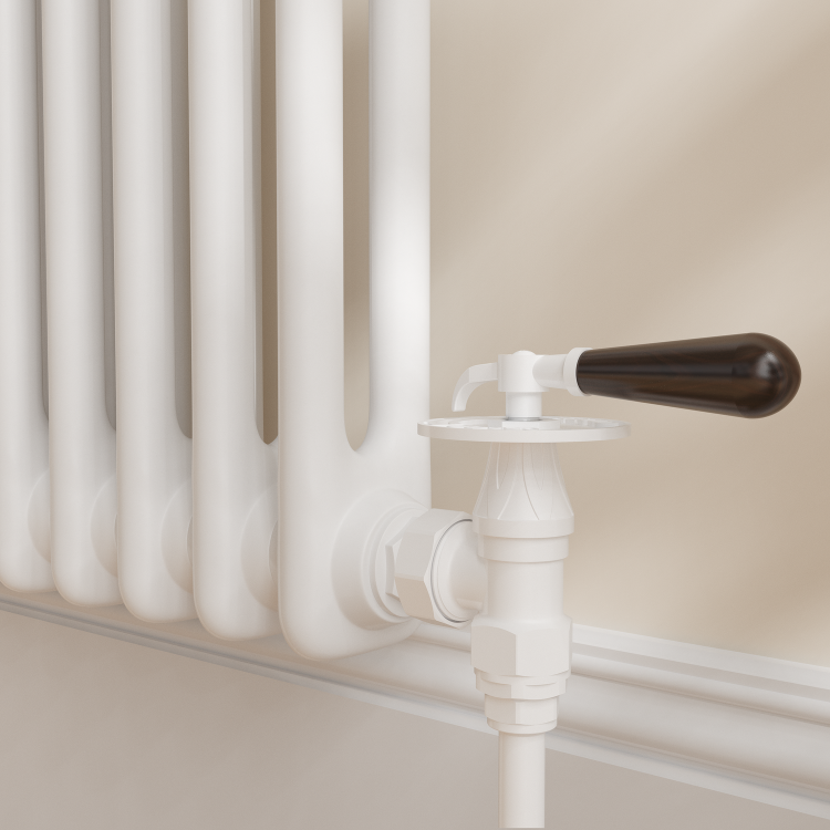 Maesta White Traditional Manual Angled Radiator Valves With Lockshield