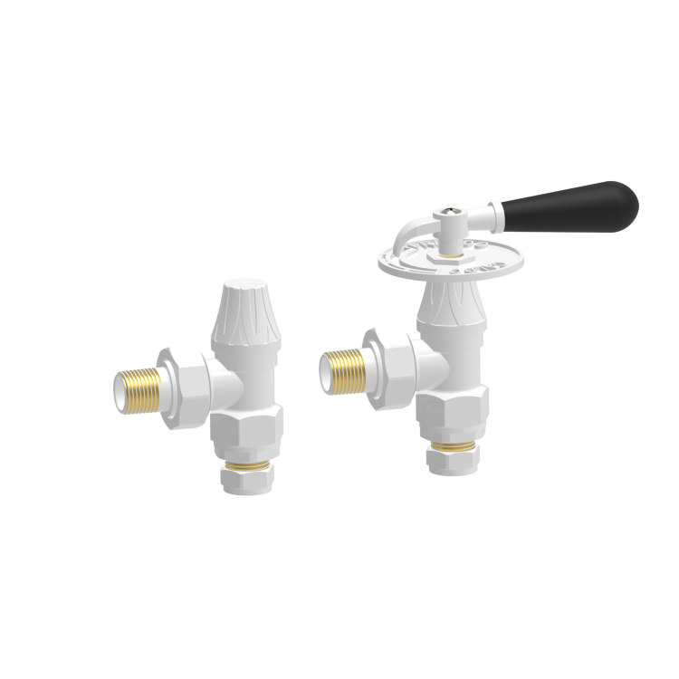 Maesta White Traditional Manual Angled Radiator Valves With Lockshield