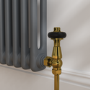 Maesta Brushed Brass Traditional TRV Angled Thermostatic Radiator Valves With Lockshield
