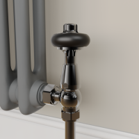 Maesta Black Nickel Traditional TRV Angled Thermostatic Radiator Valves With Lockshield Maesta Black Nickel Traditional TRV Angled Thermostatic Radiator Valves With Lockshield