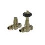 Maesta Antique Brass Traditional TRV Straight Thermostatic Radiator Valves With Lockshield