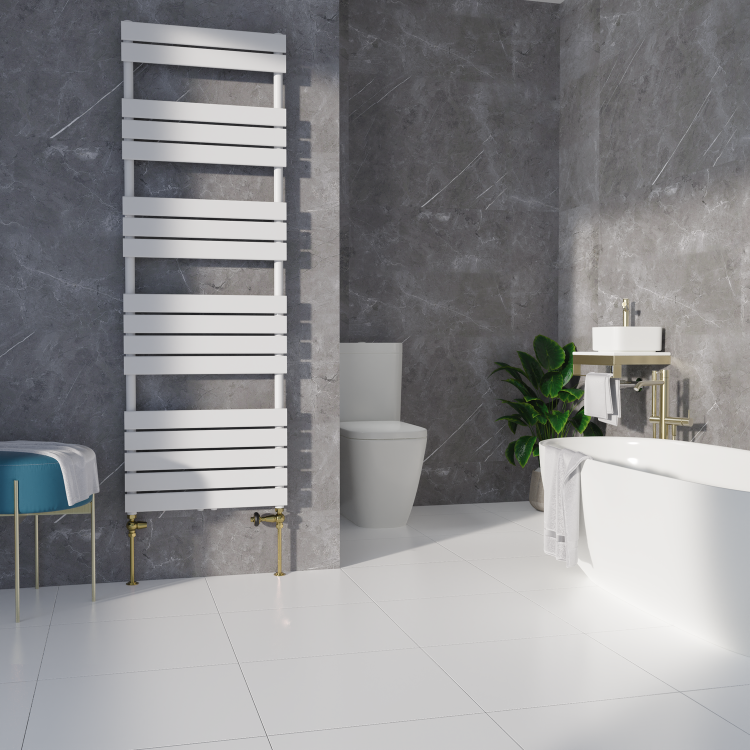 Maesta Brushed Brass Traditional TRV Straight Thermostatic Radiator Valves With Lockshield