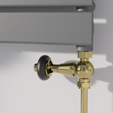 Maesta Brushed Brass Traditional TRV Straight Thermostatic Radiator Valves With Lockshield