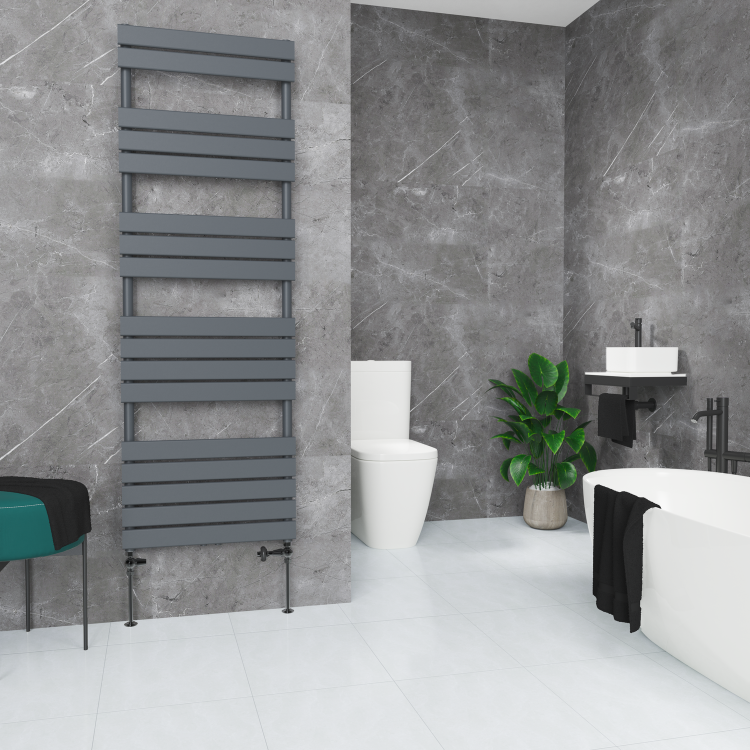 Maesta Black Nickel Traditional TRV Straight Thermostatic Radiator Valves With Lockshield