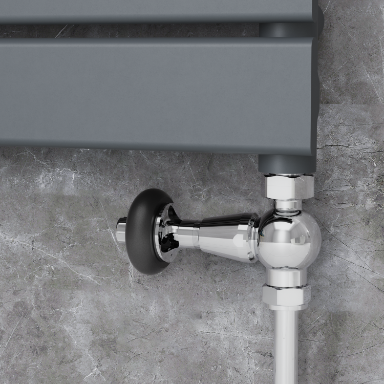 Maesta Chrome Traditional TRV Straight Thermostatic Radiator Valves With Lockshield