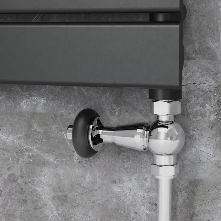 Maesta Chrome Traditional TRV Straight Thermostatic Radiator Valves With Lockshield