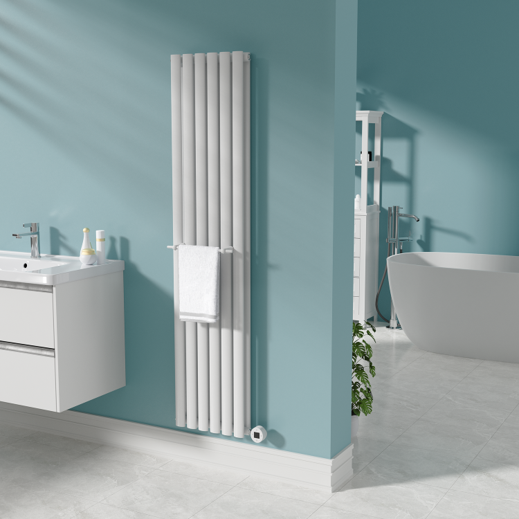 White Designer Towel Holder for Steel & Electric Radiators - 320mm
