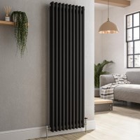 Reggio Midnight Black Vertical Double Column Traditional Radiator 1500x470mm 3715 BTU - Cast Iron Style Reggio Midnight Black Vertical Double Column Traditional Radiator 1500x470mm 3715 BTU - Cast Iron Style