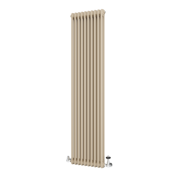 Reggio Beige grey Vertical Double Column Traditional Radiator 1800x470mm 4399 BTU - Cast Iron Style
