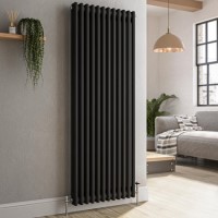 Reggio Midnight Black Vertical Double Column Traditional Radiator 1500x560mm 4458 BTU - Cast Iron Style Reggio Midnight Black Vertical Double Column Traditional Radiator 1500x560mm 4458 BTU - Cast Iron Style