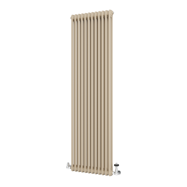 Reggio Beige grey Vertical Double Column Traditional Radiator 1800x560mm 5279 BTU - Cast Iron Style