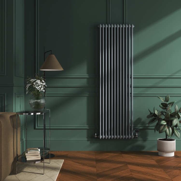 Reggio Salt & Pepper Vertical Double Column Traditional Radiator 1800x560mm 5279 BTU - Cast Iron Style