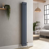 Reggio Anthracite Vertical Double Column Traditional Radiator 1500x200mm 1486 BTU - Cast Iron Style Reggio Anthracite Vertical Double Column Traditional Radiator 1500x200mm 1486 BTU - Cast Iron Style