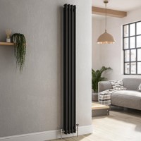 Reggio Midnight Black Vertical Double Column Traditional Radiator 1800x200mm 1759 BTU - Cast Iron Style Reggio Midnight Black Vertical Double Column Traditional Radiator 1800x200mm 1759 BTU - Cast Iron Style