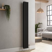 Reggio Midnight Black Vertical Triple Column Traditional Radiator 1500x200mm 1875 BTU - Cast Iron Style Reggio Midnight Black Vertical Triple Column Traditional Radiator 1500x200mm 1875 BTU - Cast Iron Style
