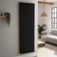 Sorrento Midnight Black Vertical Oval Designer Radiator 1800x590mm Double Panel 6229 BTU Sorrento Midnight Black Vertical Oval Designer Radiator 1800x590mm Double Panel 6229 BTU