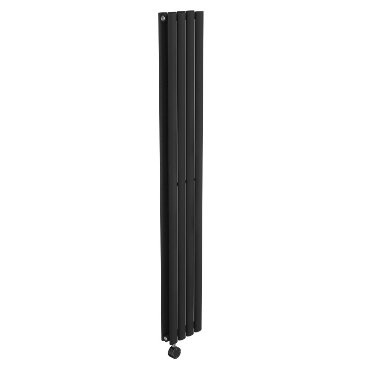 Midnight Black Vertical Smart Electric Radiator with Wi-Fi Thermostat - 1200W - Double Panel H1600xW236mm - Bathroom Safe