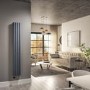 Anthracite Vertical Smart Electric Radiator with Wi-Fi Thermostat - 1.2kW - Double Panel H1600xW236mm - Bathroom Safe