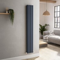 Sorrento Anthracite Vertical Oval Designer Radiator 1600x236mm Double Panel 2234 BTU Sorrento Anthracite Vertical Oval Designer Radiator 1600x236mm Double Panel 2234 BTU
