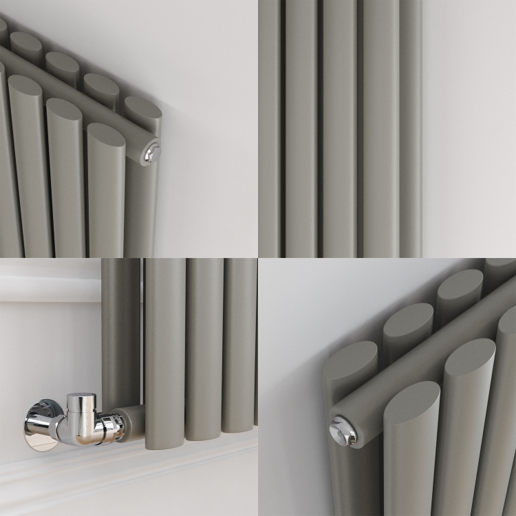 Sorrento Smoked Stone Vertical Oval Designer Radiator 1600x236mm Double Panel 2234 BTU