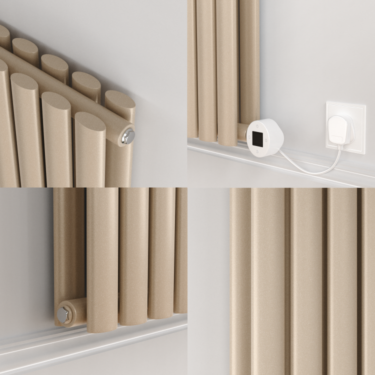 Cleopatra Vertical Smart Electric Radiator with Wi-Fi Thermostat - 1200W - H1600xW354mm - Bathroom Safe