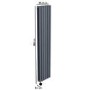 Anthracite Electric Vertical Designer Radiator 1.2kW with Wifi Thermostat - Double Panel H1600xW354mm - IPX4 Bathroom Safe