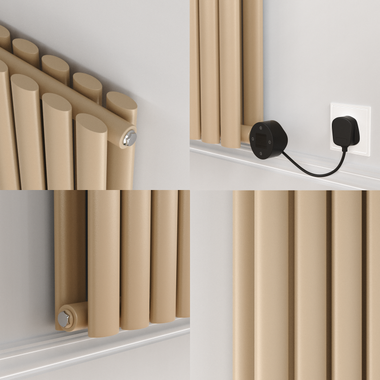 Elk brown Vertical Smart Electric Radiator with Wi-Fi Thermostat - 1.2KW - H1600xW354 - Bathroom Safe