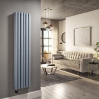 Refurbished Light Grey Electric Vertical Designer Radiator 1.2kW with Wifi Thermostat - Double Panel H1600xW354mm - IPX4 Bathroom Safe Refurbished Light Grey Electric Vertical Designer Radiator 1.2kW with Wifi Thermostat - Double Panel H1600xW354mm - IPX4 Bathroom Safe
