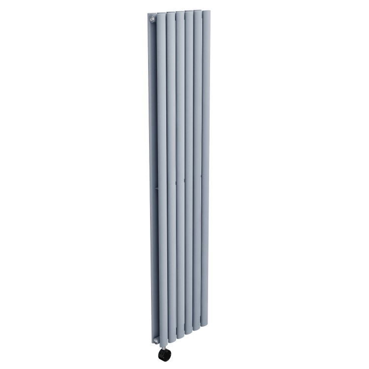 Refurbished Light Grey Electric Vertical Designer Radiator 1.2kW with Wifi Thermostat - Double Panel H1600xW354mm - IPX4 Bathroom Safe