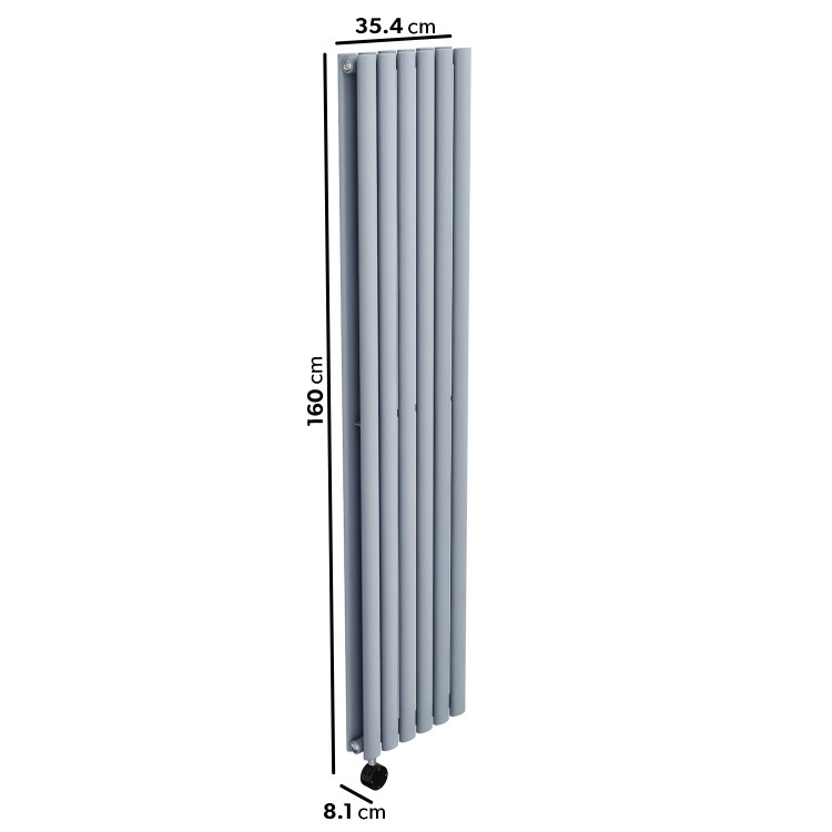 Refurbished Light Grey Electric Vertical Designer Radiator 1.2kW with Wifi Thermostat - Double Panel H1600xW354mm - IPX4 Bathroom Safe