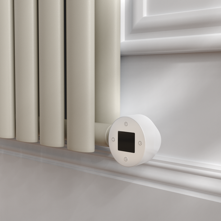 Linen Vertical Smart Electric Radiator with Wi-Fi Thermostat - 1.2KW - H1600xW354 - Bathroom Safe