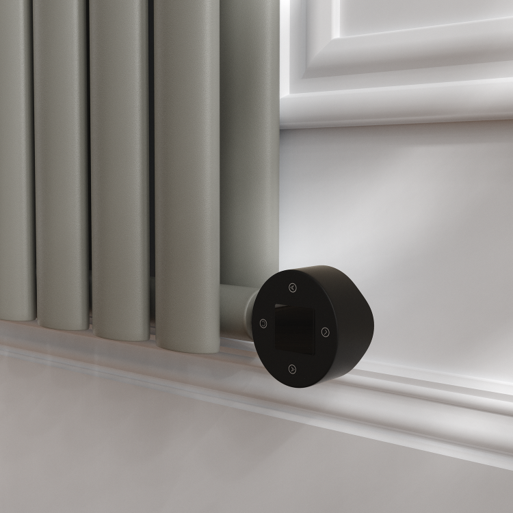 Smoked Stone Vertical Smart Electric Radiator with Wi-Fi Thermostat - 1.2KW - H1600xW354 - Bathroom Safe